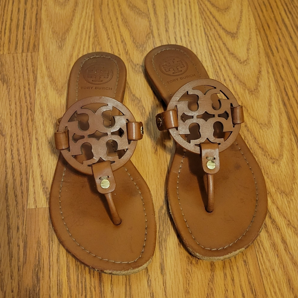 Tory Burch Miller Sandal Brown Vintage Vachetta Sz 7